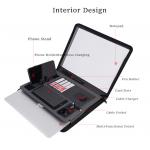 Waterproof A4 Leather Portfolio Case , Handheld Leather File Folder With Zipper