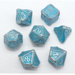 Polyhedron Sturdy Blue Metal DND Dice Hand Pouring Wear Resistant for sale