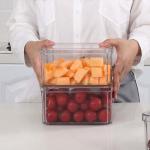 Clear Fresh Storage Stackable Plastic Fridge Organizer With Cover for sale