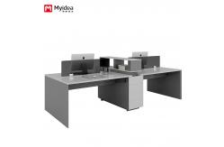 China 4-person staff desk with storage drawers, white glossy painted office desk supplier