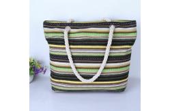 China Beautiful Casual Stripes Beach Bag With Shoulder Strap Rope Organizer Promotional supplier