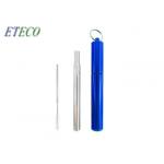 Blue Personalized Stainless Steel Straws , Non Plastic Drinking Straws for sale