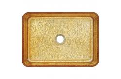 China Luxury Gold Rectangular Vessel Sinks 4.2 Inch Modern Deep Bathroom Sink Basin supplier