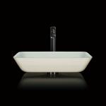 Pedestal Above Counter Rectangular Vessel Sink Glass Bowl Bathroom Countertop for sale