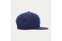 China Personalized Flat Brim Snapback Hats Snap Button Adjustable Navy Blue Towel Embroidered supplier