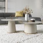 Round Slate Coffee Center Table Home Light Luxury Style 80x37cm for sale
