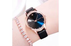 China Laipute Women'S Luxury Diamond Watches PU Strap Hardened Glass Diamond Bezel Watch supplier
