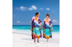 China Customized Printing Changing Surf Poncho Swim Robe Quick Dry Microfiber Hooded Beach Towel supplier