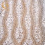 Haute Sequined Couture Lace Fabric Luxury Flower Embroidered for sale
