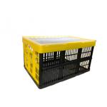 Yellow Color Folding Plastic Storage Crate Organizer Stackable For Transportation for sale