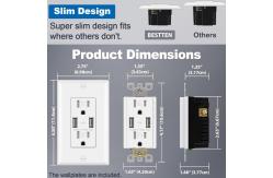 China PC ABS Material Dual USB Socket Wall Outlet 20A 125V AC Tamper Resistant supplier
