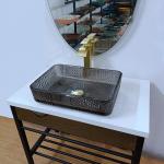 Glass Rectangular Vessel Sinks Black Deep Bathroom Transparent Crystal for sale