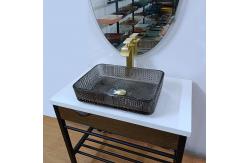 China Glass Rectangular Vessel Sinks Black Deep Bathroom Transparent Crystal supplier