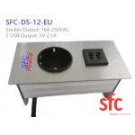 5v 2.1A Embedded Tabletop Furniture Power Outlet With Single EU Plug / Dual USB Charging for sale