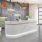 Custom Unique Design Office Marble Front Counter White Artificial Stone Reception Desks for sale