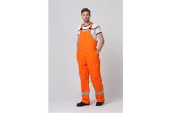 China 2 Side Pockets Orange Winter BIB Pants With Covered Metal Zip supplier