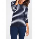 WOMEN'S 54% COTTON/44% MODAL/2% SPANDEX PULLER KNITTED STRIPE SWEATER for sale