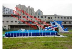 China backyard swimming pool inflatable pool with slide metal frame swimming pool supplier