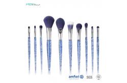 China 10PCS  Transparent Cosmetic Makeup Brush Set  Plastic Handle Cosmetic Makeup Tools supplier