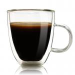 Round Christmas Drinking Glasses , Customized Latte Double Layer Glass Cup for sale