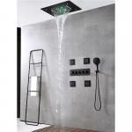 Shower Ceiling Bathroom Shower Faucet Set Luxury LED Thermostatic High Flow Rain Waterfall