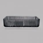 European Style Rectangular Shaped Glass Wash Basin Transparent Black Sink