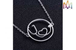 China OEM ODM Free Engraving Stethoscope Heart Pendant supplier