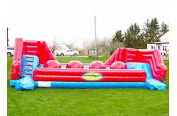 China Red Balls Inflatable Sports Games Wipe Out Interactive Obstacle Course supplier