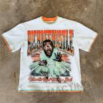 2025 Summer New Custom Three Layer Tshirt Streetwear 100% Cotton Heavyweight Distressed Printed Boxy Cropped T Shirt for Men for sale