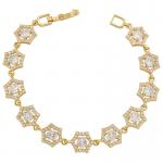 Micro 18k Gold Charm Bracelet Jewelry Zircon Geometric Heart Shaped Diamond Bracelet for sale