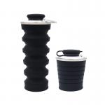 500ml Newest Bpa Free Black Portable Silicone Collapsible Water Bottle for sale