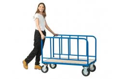 China Fabrication 500KG Platform Trolley With Sides Platform Utility Cart Blue supplier
