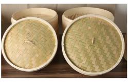 China Custom 6-10inch Natural Bamboo Dumpling Steamer 2 Tiers With Lid supplier