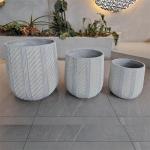 Waterproof and Fireproof Fiber Clay Flower Planters with Modern Hand Carving Design
