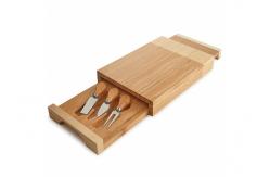 China Non Toxic Bamboo Cheese Board Set Cutlery Set With With Drawer And Platter supplier