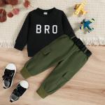 Children'S Letter Printing Pullover Sweater Two Piece Sets for sale