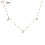 Heart Pink Ocean Blue Thin Chain Choker 18k Gold Plated Diamond Zircon Charms