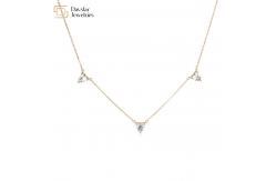 China Heart Pink Ocean Blue Thin Chain Choker 18k Gold Plated Diamond Zircon Charms supplier