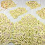 Romantic Custom Made Embroidered Mesh Lace Fabric Polyester 140cm Width