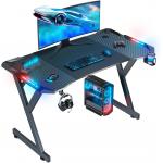 Gaming Desk With Ergonomic Design Carbon Fiber Finish LED Lights Convenient Accessories For Living Spaces Or Gamers for sale