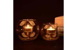 China Europe style round hollow candle holder  fine containers wedding candlestick transparent crystal glass candlestick supplier