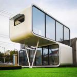 Prebuild Windproof Apple House with Sliding Glass Door Terrace Deck