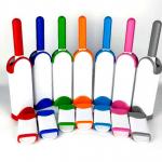 ABS Plastic Pet Hair Remover Brush With Self Cleaning Base