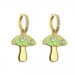 Cute Enamel Gold Plated Drop Earring Mushroom Dangle Earrings for sale