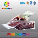 Plastic transparent bottom gusset k beans / food packaging bags for sale