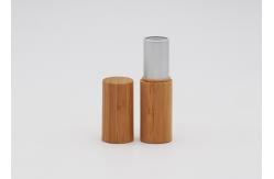 China Cylinder Inner  Aluminum Bamboo Outside Empty Lipstick Tube With Press Pop Cap supplier