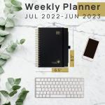 8.5'' x 6.5'' Hardcover Planner Jul. 2023 - Jun. 2023 Customisable Black
