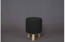 China Round Short Footstool Modern Wood Furniture With Removable Canvas Fabric Cover supplier