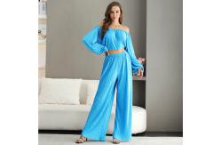 China Polyester Women's Two Piece Jumpsuit Ruched Lantern Sleeve supplier