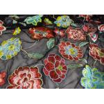 Rich Floral Embroidered Mesh Fabric For Dresses , Vintage Heavy Lace Fabric for sale